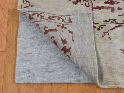 Beige 9'0" x 11'9" Transitional Hand knotted Wool/Silk Rug - Sku: O080822