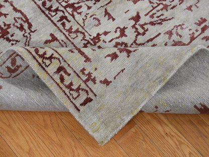 Beige 9'0" x 11'9" Transitional Hand knotted Wool/Silk Rug - Sku: O080822