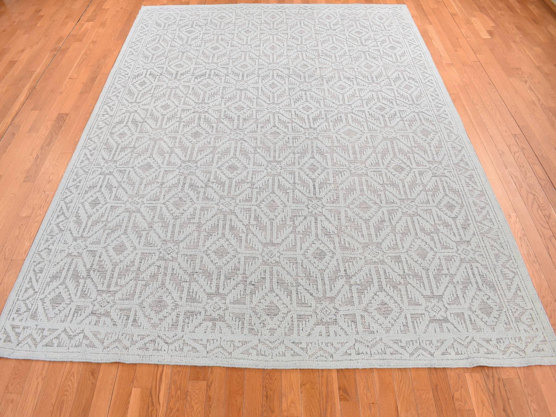 Oushak Tribal & Geometric hand-knotted wool rug in Blue, 9' x 12' — SKU O080823 (view 2)