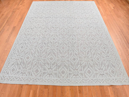 Blue 9'0" x 12'0" Tribal & Geometric Hand knotted Wool Rug - Sku: O080823