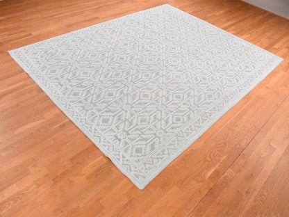 Blue 9'0" x 12'0" Tribal & Geometric Hand knotted Wool Rug - Sku: O080823