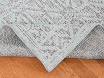 Blue 9'0" x 12'0" Tribal & Geometric Hand knotted Wool Rug - Sku: O080823