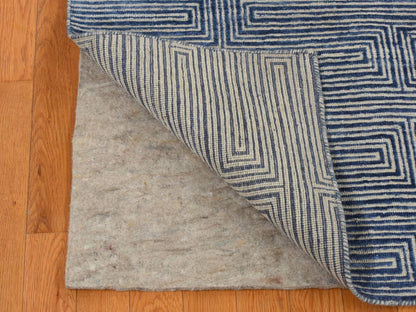 Blue 8'0" x 10'0" Modern and Contemporary Hand knotted Wool/Silk Rug - Sku: O080827