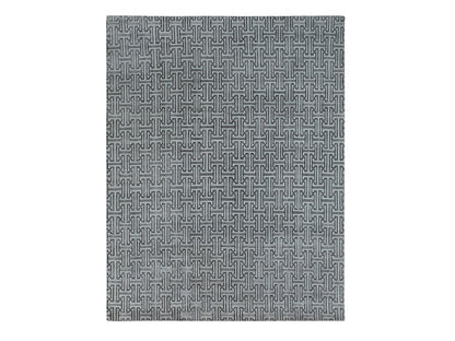 Modern / Contemporary hand-knotted wool/silk rug in Gray, 7'10" x 10'3" — SKU O080832