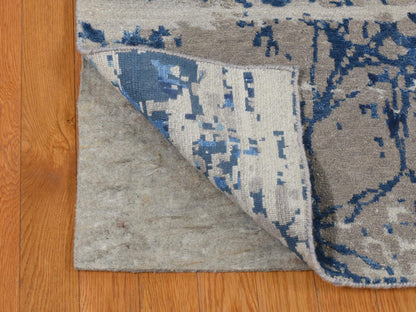 Blue 8'1" x 10'0" Modern and Contemporary Hand knotted Wool/Silk Rug - Sku: O080833