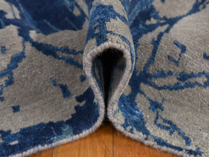 Blue 8'1" x 10'0" Modern and Contemporary Hand knotted Wool/Silk Rug - Sku: O080833