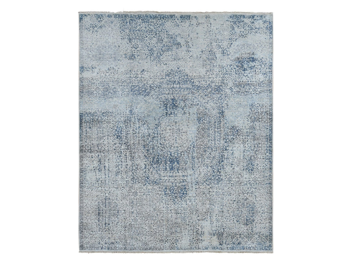 Mamluk Mamluk hand-knotted wool/silk rug in Gray, 8'3" x 10'2" — SKU O080835