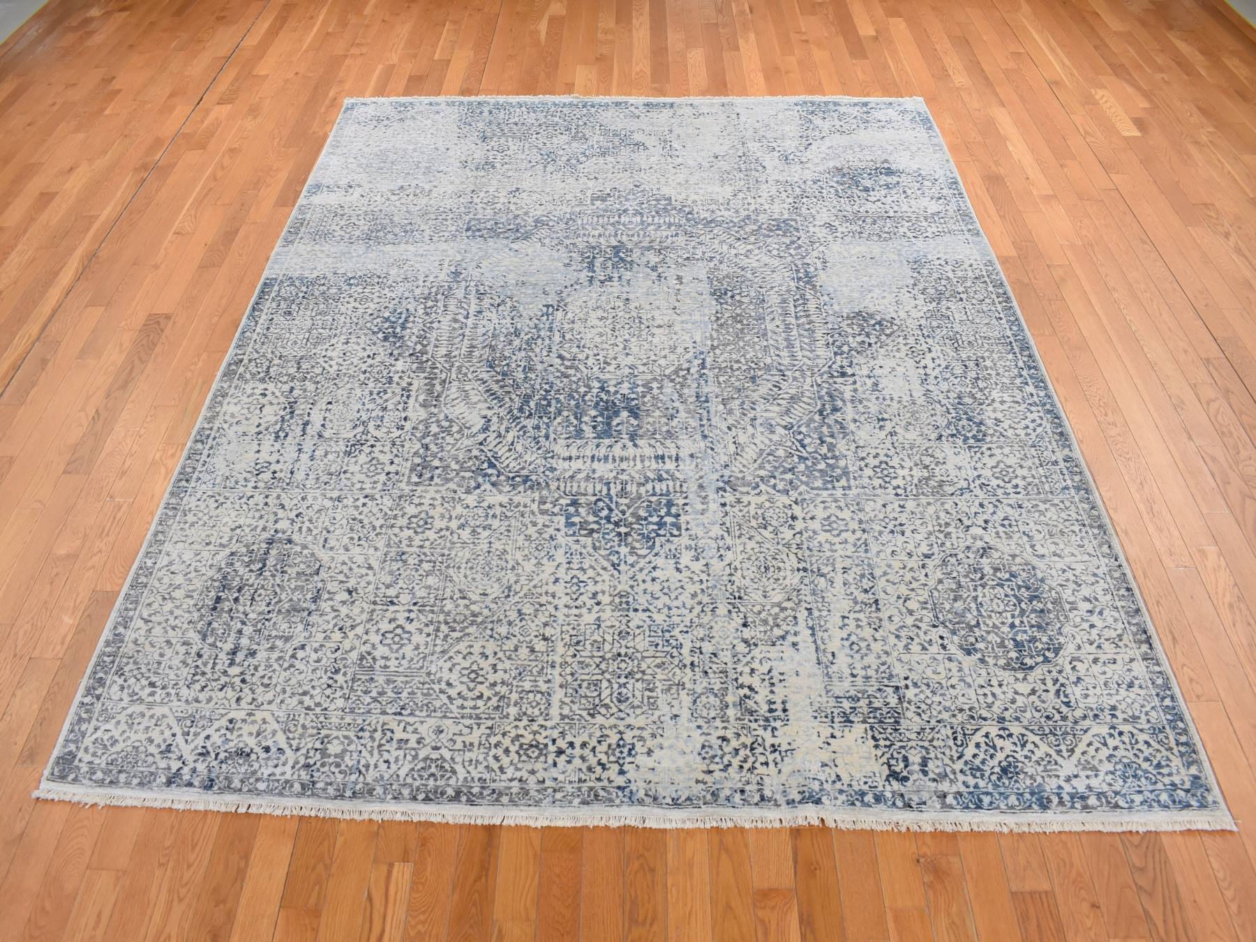 Mamluk Mamluk hand-knotted wool/silk rug in Gray, 8'3" x 10'2" — SKU O080835 (view 2)