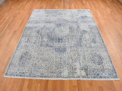 Mamluk Mamluk hand-knotted wool/silk rug in Gray, 8'3" x 10'2" — SKU O080835 (view 2)