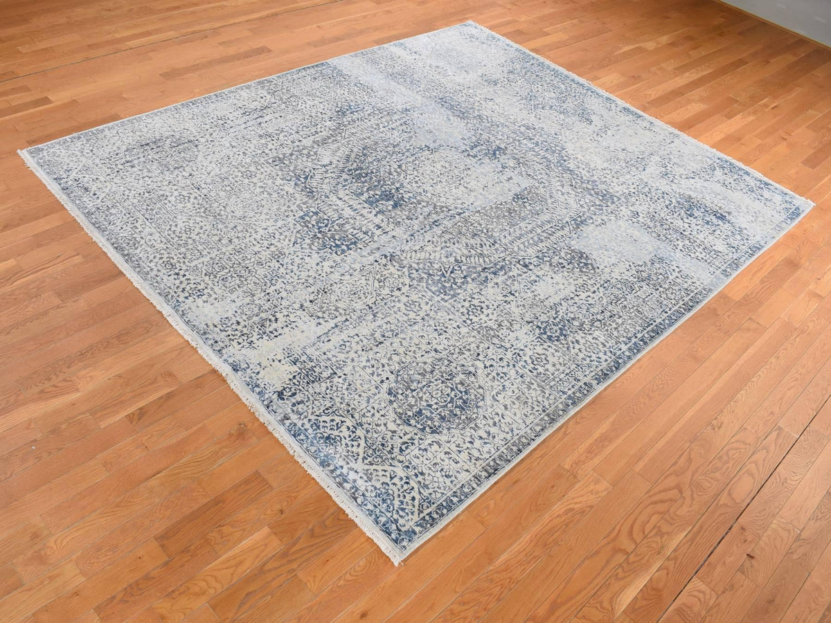 Mamluk Mamluk hand-knotted wool/silk rug in Gray, 8'3" x 10'2" — SKU O080835 (view 3)