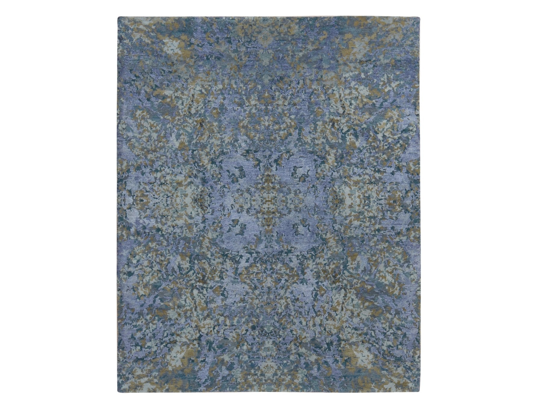 Modern / Contemporary hand-knotted wool/silk rug in Purple, 8' x 9'10" — SKU O080836