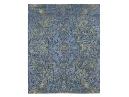 Modern / Contemporary hand-knotted wool/silk rug in Purple, 8' x 9'10" — SKU O080836
