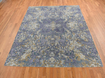 Modern / Contemporary hand-knotted wool/silk rug in Purple, 8' x 9'10" — SKU O080836 (view 2)