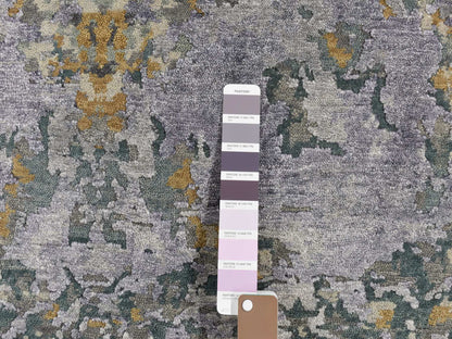 Modern / Contemporary hand-knotted wool/silk rug in Purple, 8' x 9'10" — SKU O080836 (view 7)