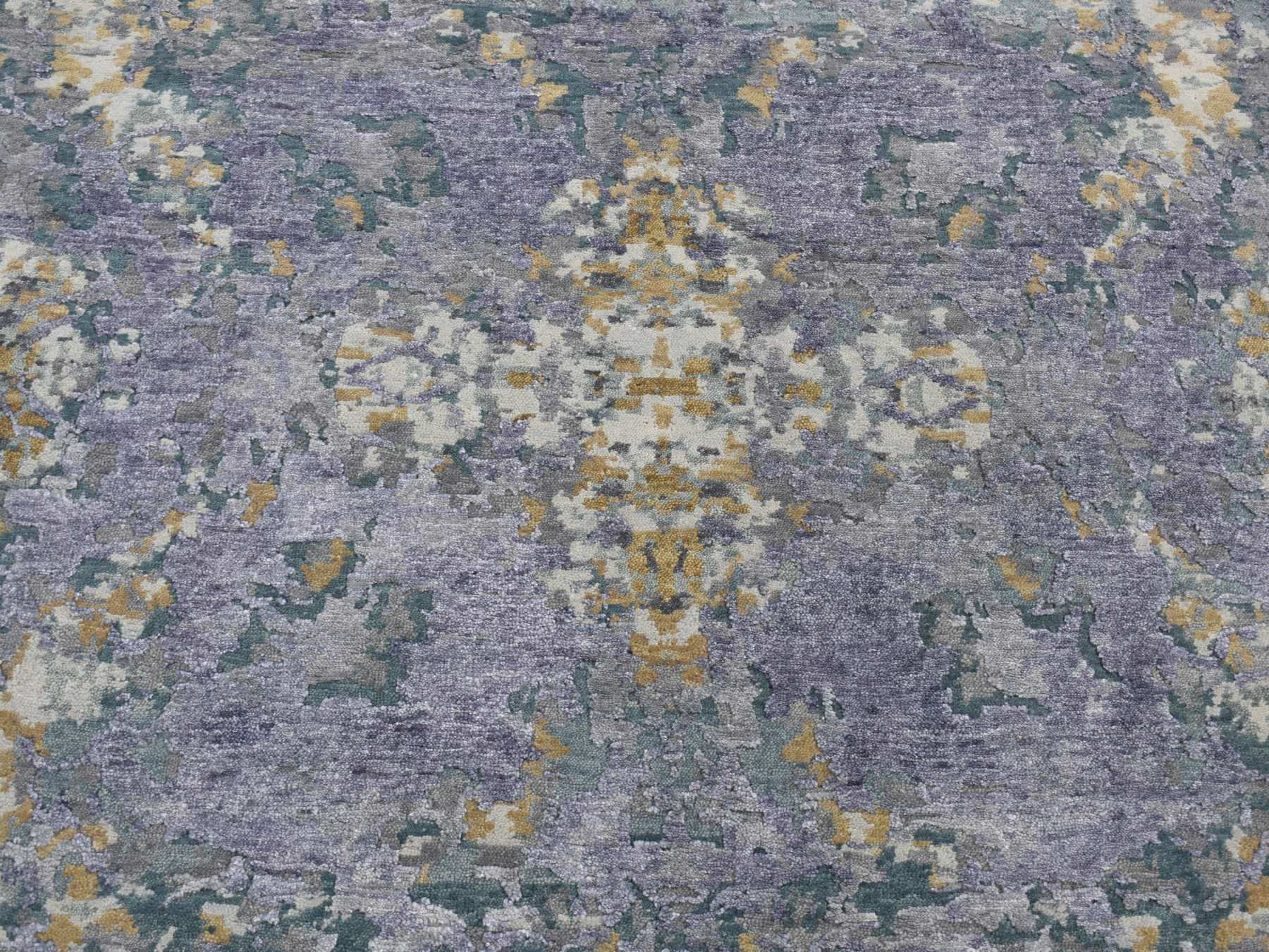 Modern / Contemporary hand-knotted wool/silk rug in Purple, 8' x 9'10" — SKU O080836 (view 8)