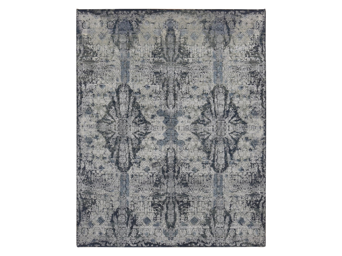 Transitional hand-knotted wool/silk rug in Gray, 7'10" x 10' — SKU O080838