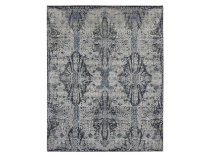 Transitional hand-knotted wool/silk rug in Gray, 7'10" x 10' — SKU O080838