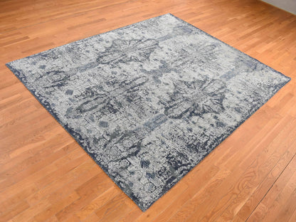 Grey 7'10" x 10'0" Transitional Hand knotted Wool/Silk Rug - Sku: O080838