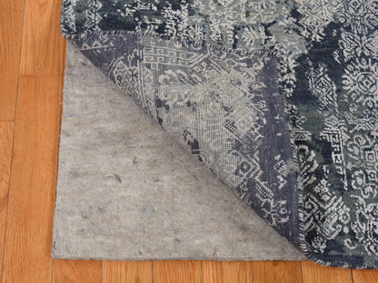 Grey 7'10" x 10'0" Transitional Hand knotted Wool/Silk Rug - Sku: O080838