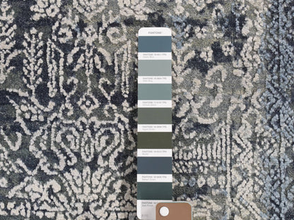 Grey 7'10" x 10'0" Transitional Hand knotted Wool/Silk Rug - Sku: O080838