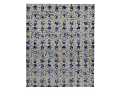 Modern / Contemporary hand-knotted wool/silk rug in Purple, 8' x 10' — SKU O080841