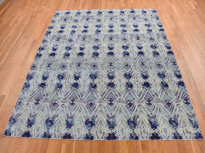 Modern / Contemporary hand-knotted wool/silk rug in Purple, 8' x 10' — SKU O080841 (view 2)