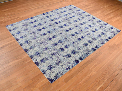 Modern / Contemporary hand-knotted wool/silk rug in Purple, 8' x 10' — SKU O080841 (view 3)