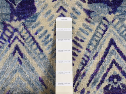 Modern / Contemporary hand-knotted wool/silk rug in Purple, 8' x 10' — SKU O080841 (view 7)