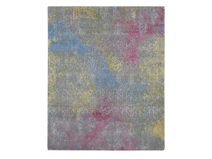 Modern / Contemporary hand-knotted wool/silk rug in Gray, 8' x 10' — SKU O080845
