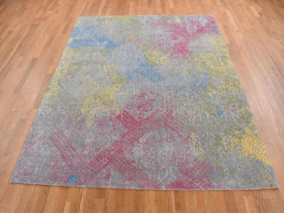 Grey 8'0" x 10'0" Modern / Contemporary Hand knotted Wool/Silk Rug - Sku: O080845