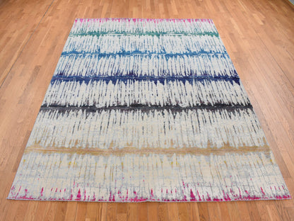 Beige 8'0" x 10'3" Modern and Contemporary Hand knotted Wool/Silk Rug - Sku: O080846