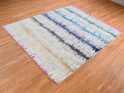 Beige 8'0" x 10'3" Modern and Contemporary Hand knotted Wool/Silk Rug - Sku: O080846