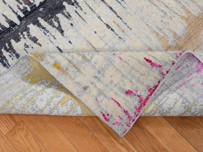 Beige 8'0" x 10'3" Modern and Contemporary Hand knotted Wool/Silk Rug - Sku: O080846