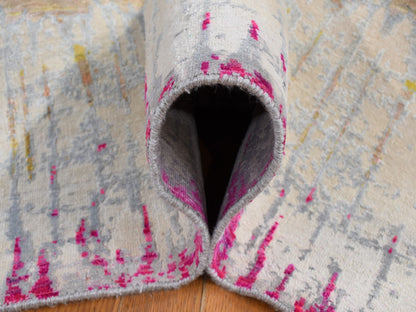 Beige 8'0" x 10'3" Modern and Contemporary Hand knotted Wool/Silk Rug - Sku: O080846