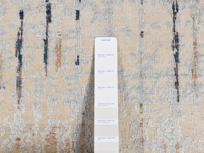 Beige 8'0" x 10'3" Modern and Contemporary Hand knotted Wool/Silk Rug - Sku: O080846