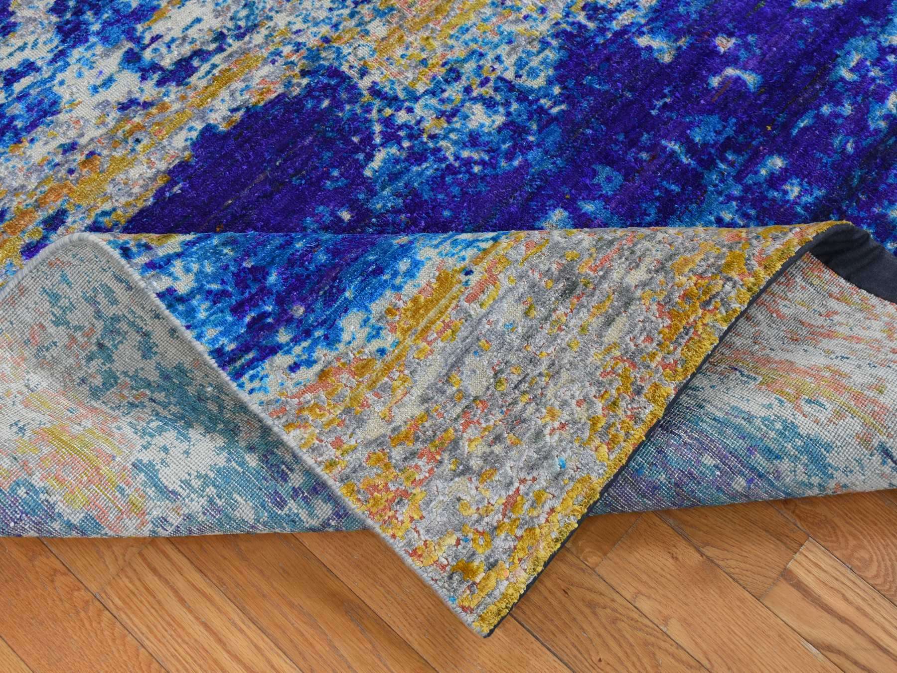 Modern / Contemporary hand-knotted wool/silk rug in Yellow, 7'10" x 10' — SKU O080848 (view 5)