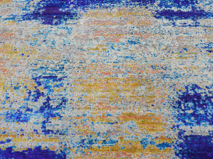Modern / Contemporary hand-knotted wool/silk rug in Yellow, 7'10" x 10' — SKU O080848 (view 8)