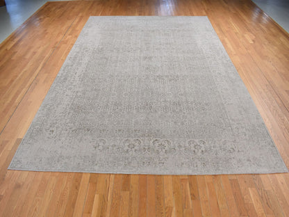 Beige 9'10" x 14'1" Modern and Contemporary Handloom Wool/Silk Rug - Sku: O080849