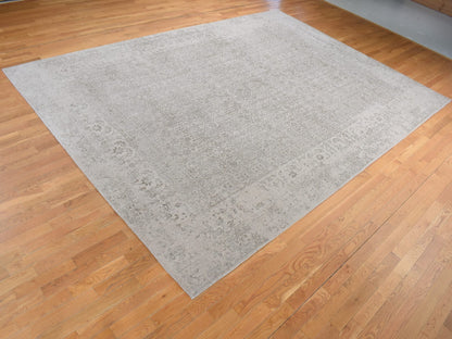 Beige 9'10" x 14'1" Modern and Contemporary Handloom Wool/Silk Rug - Sku: O080849