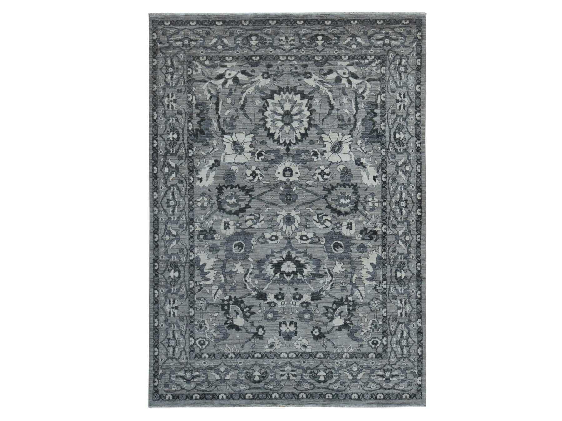 Mahal Oushak hand-knotted wool rug in Gray, 9'1" x 12'6" — SKU O080851