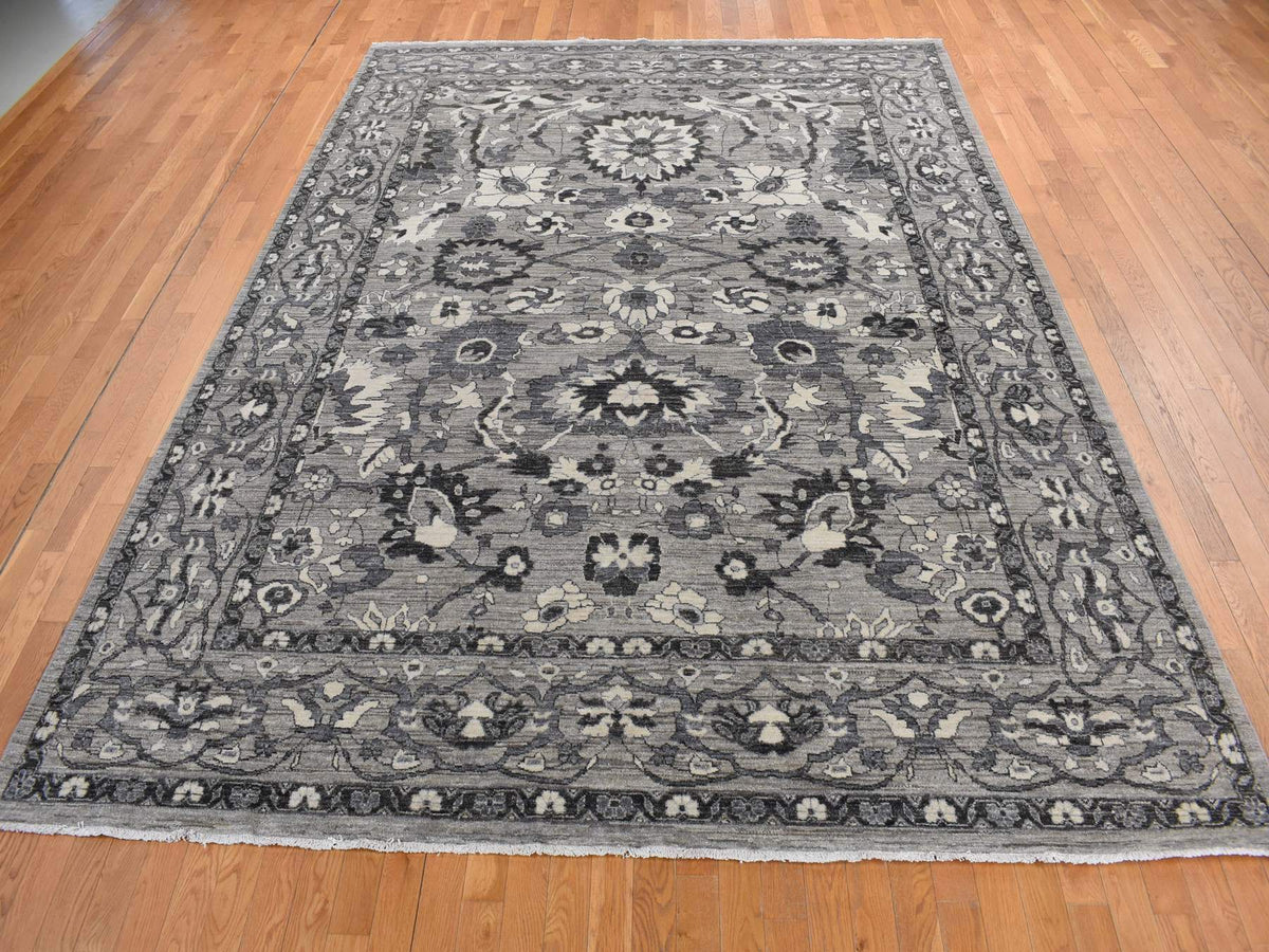 Mahal Oushak hand-knotted wool rug in Gray, 9'1" x 12'6" — SKU O080851 (view 2)