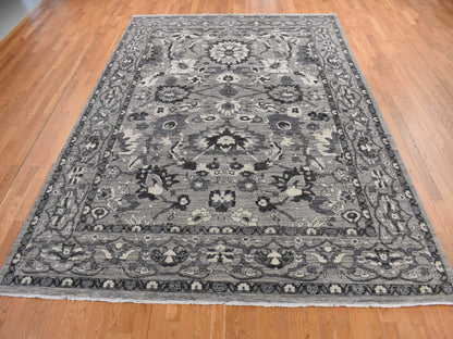 Mahal Oushak hand-knotted wool rug in Gray, 9'1" x 12'6" — SKU O080851 (view 2)