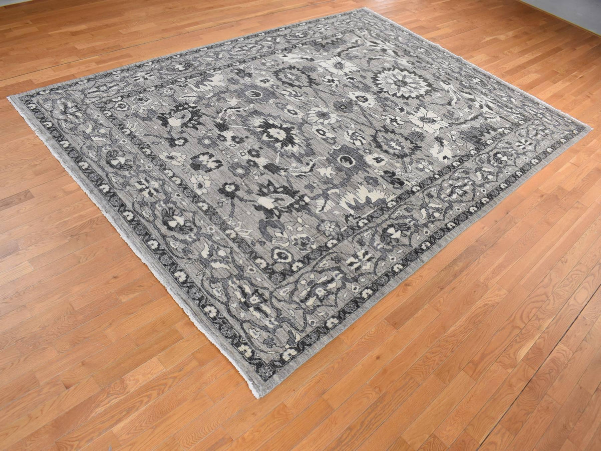 Mahal Oushak hand-knotted wool rug in Gray, 9'1" x 12'6" — SKU O080851 (view 3)