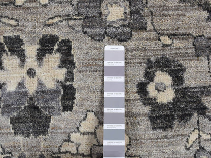 Grey 9'1" x 12'6" Oushak And Peshawar Hand knotted Wool Rug - Sku: O080851