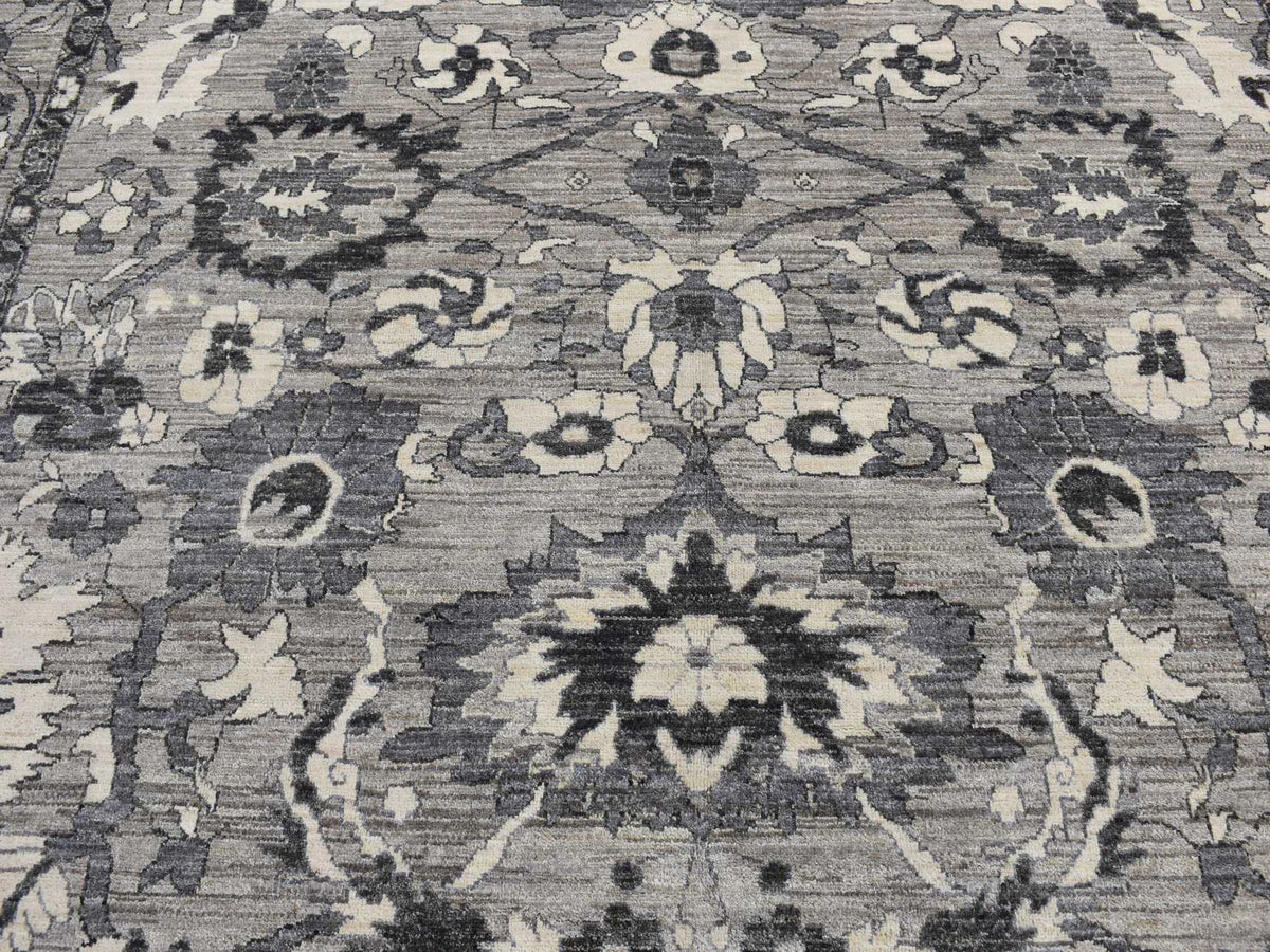 Mahal Oushak hand-knotted wool rug in Gray, 9'1" x 12'6" — SKU O080851 (view 8)