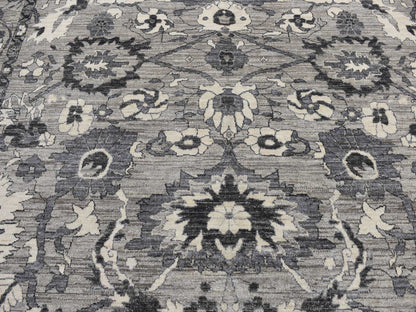 Mahal Oushak hand-knotted wool rug in Gray, 9'1" x 12'6" — SKU O080851 (view 8)