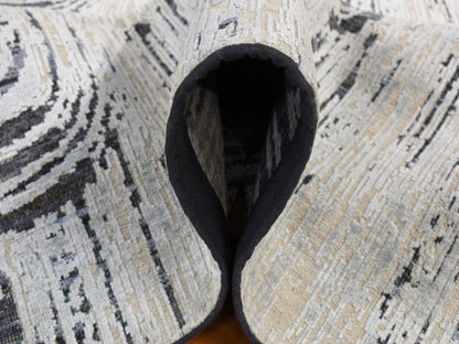 Modern / Contemporary hand-knotted wool/silk rug in Gray, 10' x 14'5" — SKU O080852 (view 6)