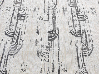 Modern / Contemporary hand-knotted wool/silk rug in Gray, 10' x 14'5" — SKU O080852 (view 8)
