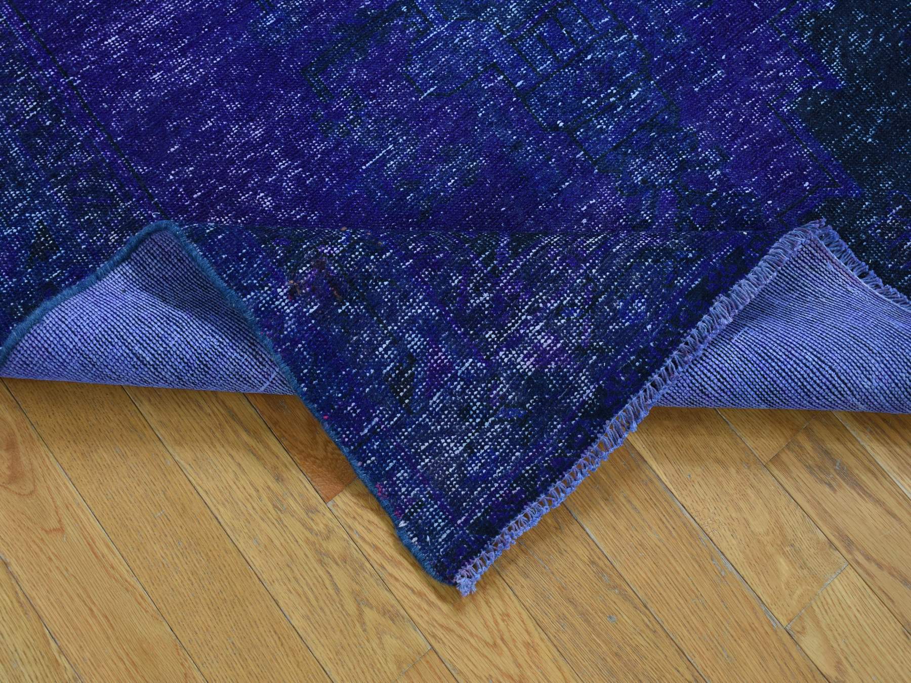 Tabriz Vintage hand-knotted wool runner in Overdyed & Blue, 4'3" x 7'10" — SKU O080862 (view 3)