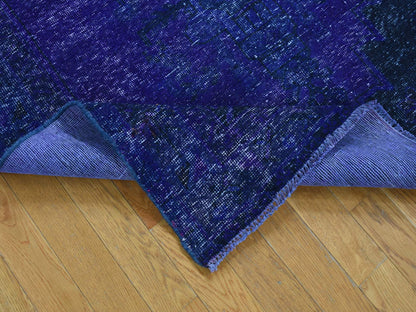 Tabriz Vintage hand-knotted wool runner in Overdyed & Blue, 4'3" x 7'10" — SKU O080862 (view 3)